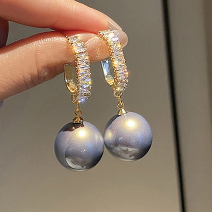 Pendientes de lujo con perlas grises y circonitas - Hipnotelia