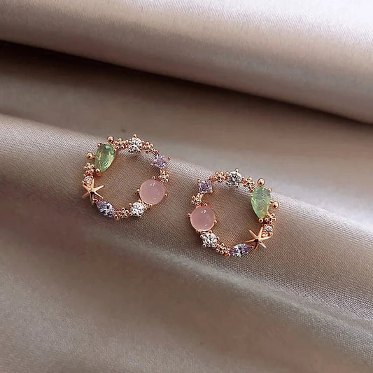 Pendientes dorados de circonita de colores - Hipnotelia