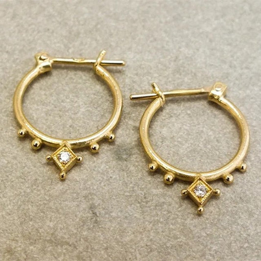 Pendientes dorados vintage con cristales - Hipnotelia