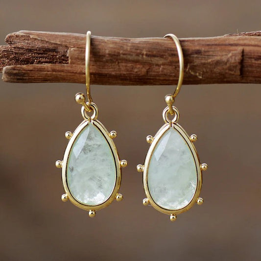 Pendientes dorados vintage de piedra lunar - Hipnotelia