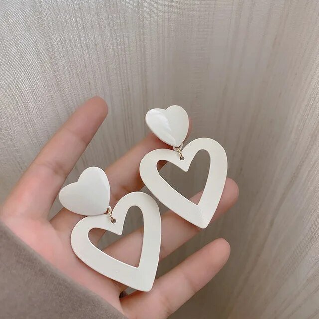 Pendientes elegantes de corazón blanco - Hipnotelia