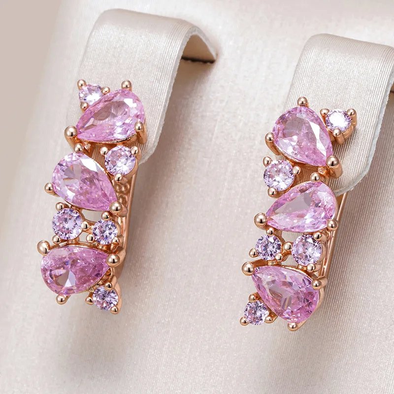 Pendientes elegantes de cristal rosa - Hipnotelia