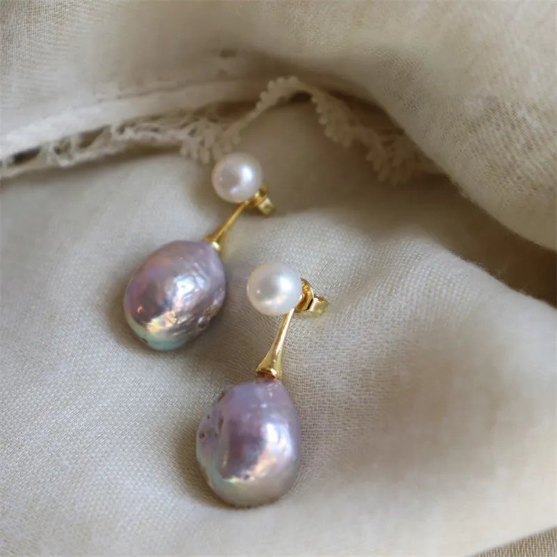 Pendientes elegantes de perlas moradas - Hipnotelia
