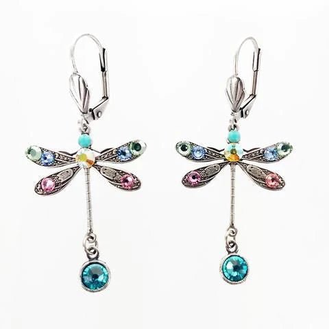 Pendientes en forma de libélula tallada de colores - Hipnotelia