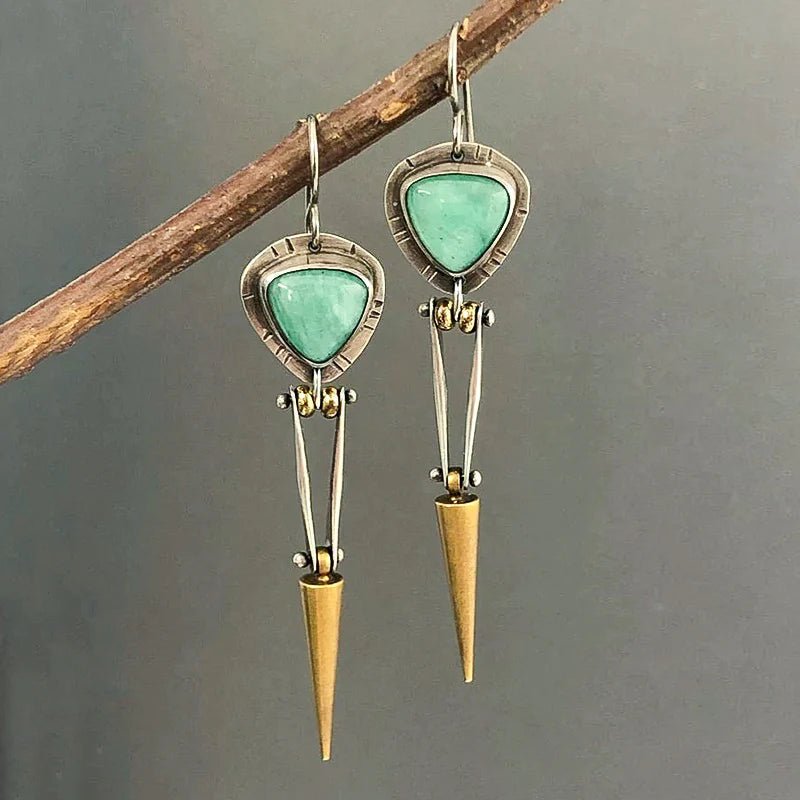 Pendientes étnicos de piedra de resina verde - Hipnotelia