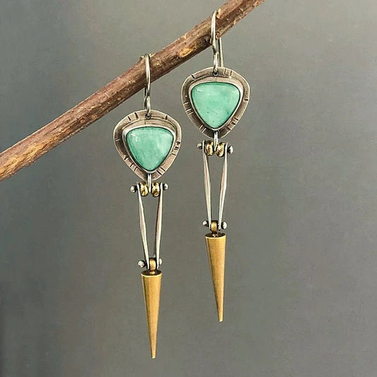 Pendientes étnicos de piedra de resina verde - Hipnotelia