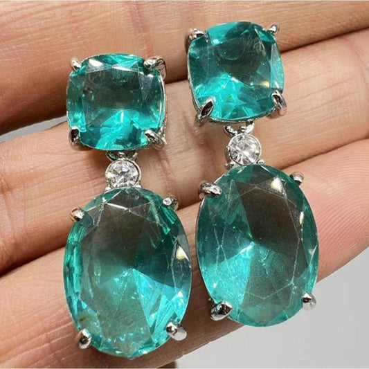 Pendientes plateados con cristales turquesa - Hipnotelia
