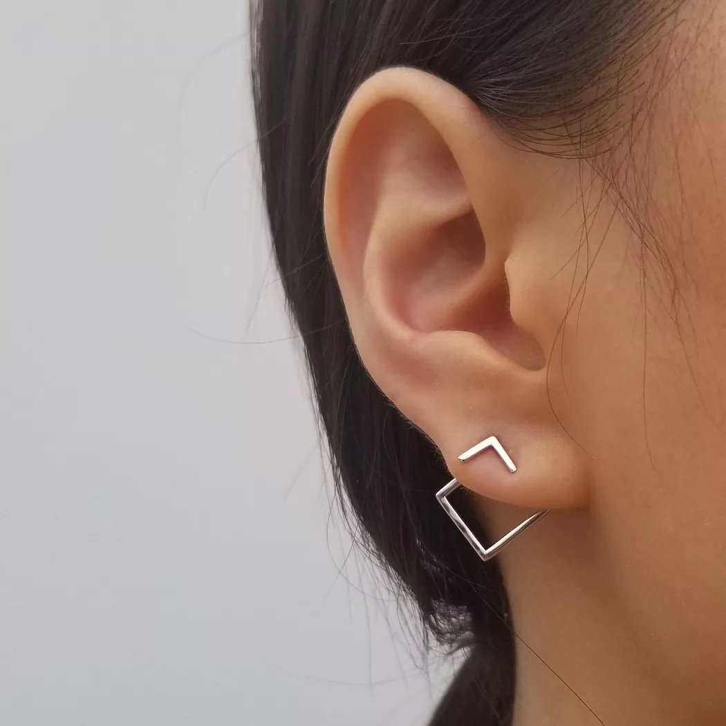 Pendientes plateados geométricos - Hipnotelia