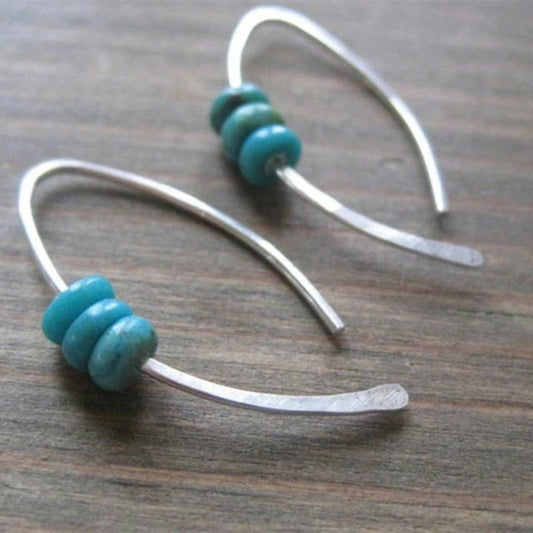 Pendientes plateados minimalistas con piedras de ópalo - Hipnotelia