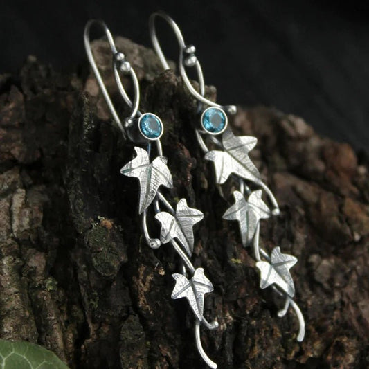 Pendientes plateados vintage de hojas - Hipnotelia