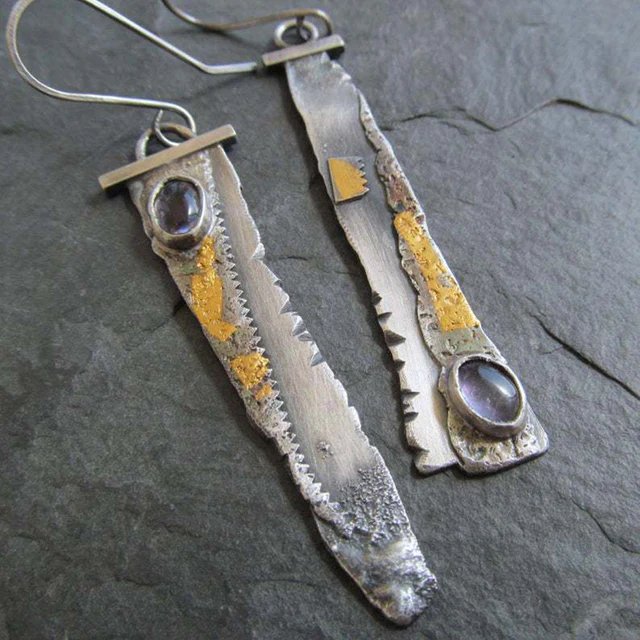 Pendientes plateados vintage de sierra - Hipnotelia