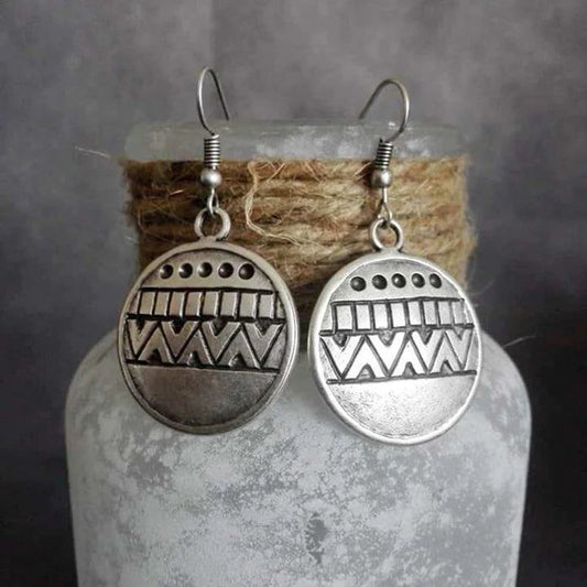 Pendientes redondos vintage plateados - Hipnotelia