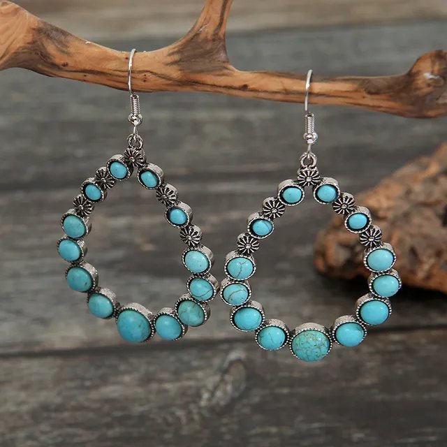 Pendientes vintage circulares turquesa - Hipnotelia