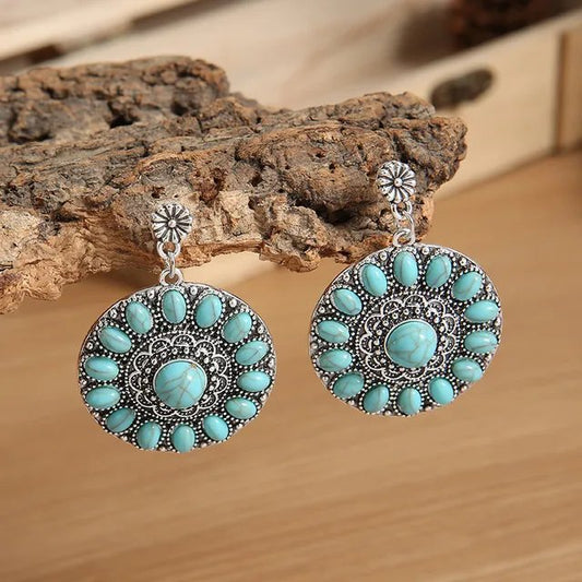 Pendientes vintage de mandala turquesa - Hipnotelia
