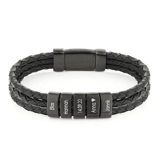 Pulsera de cuero con nombres grabados - Moroveta